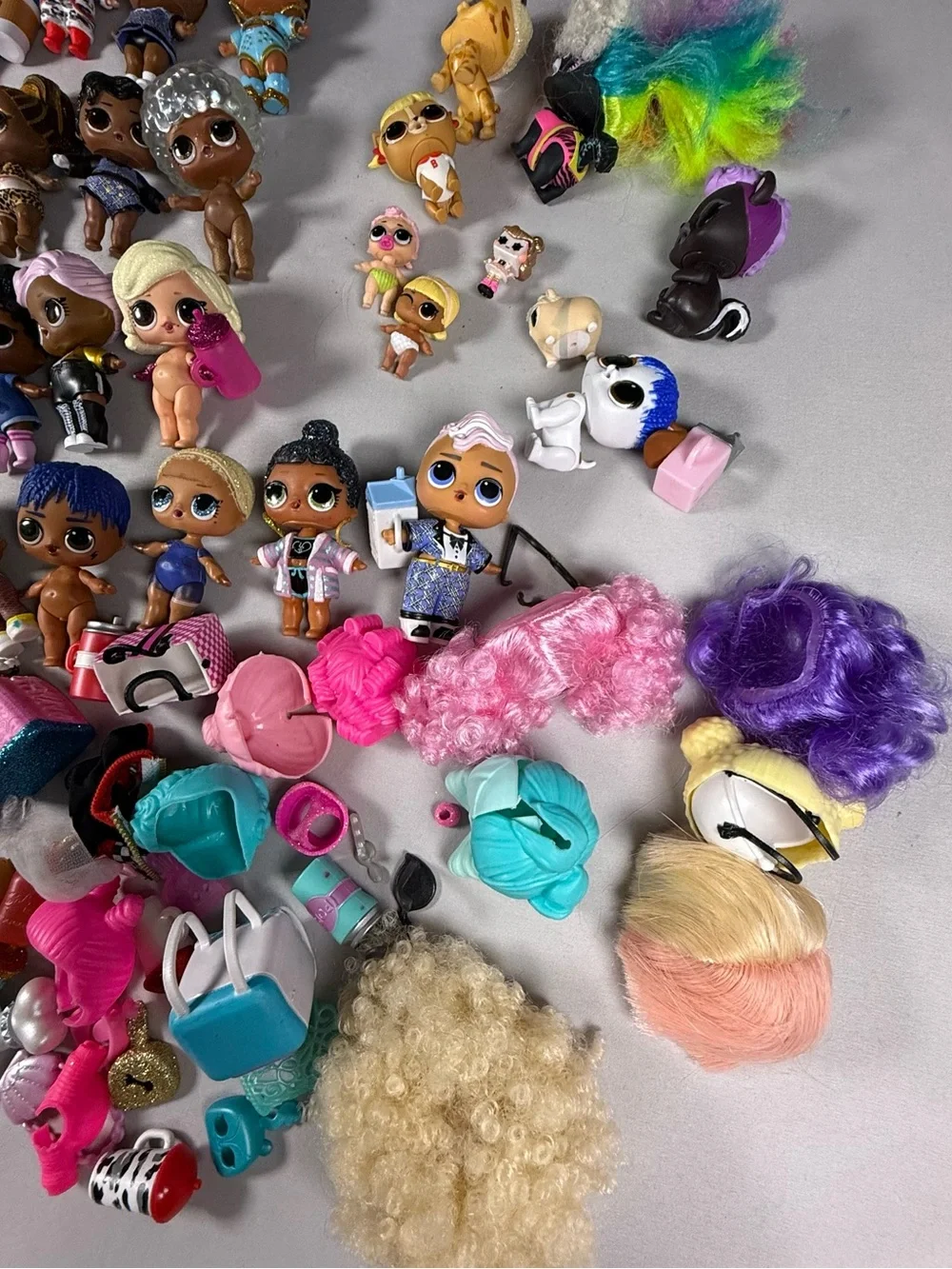 Huge LOL Surprise Doll Lot, Car Vehicle, Pets, Wigs, and Accessories Bundle